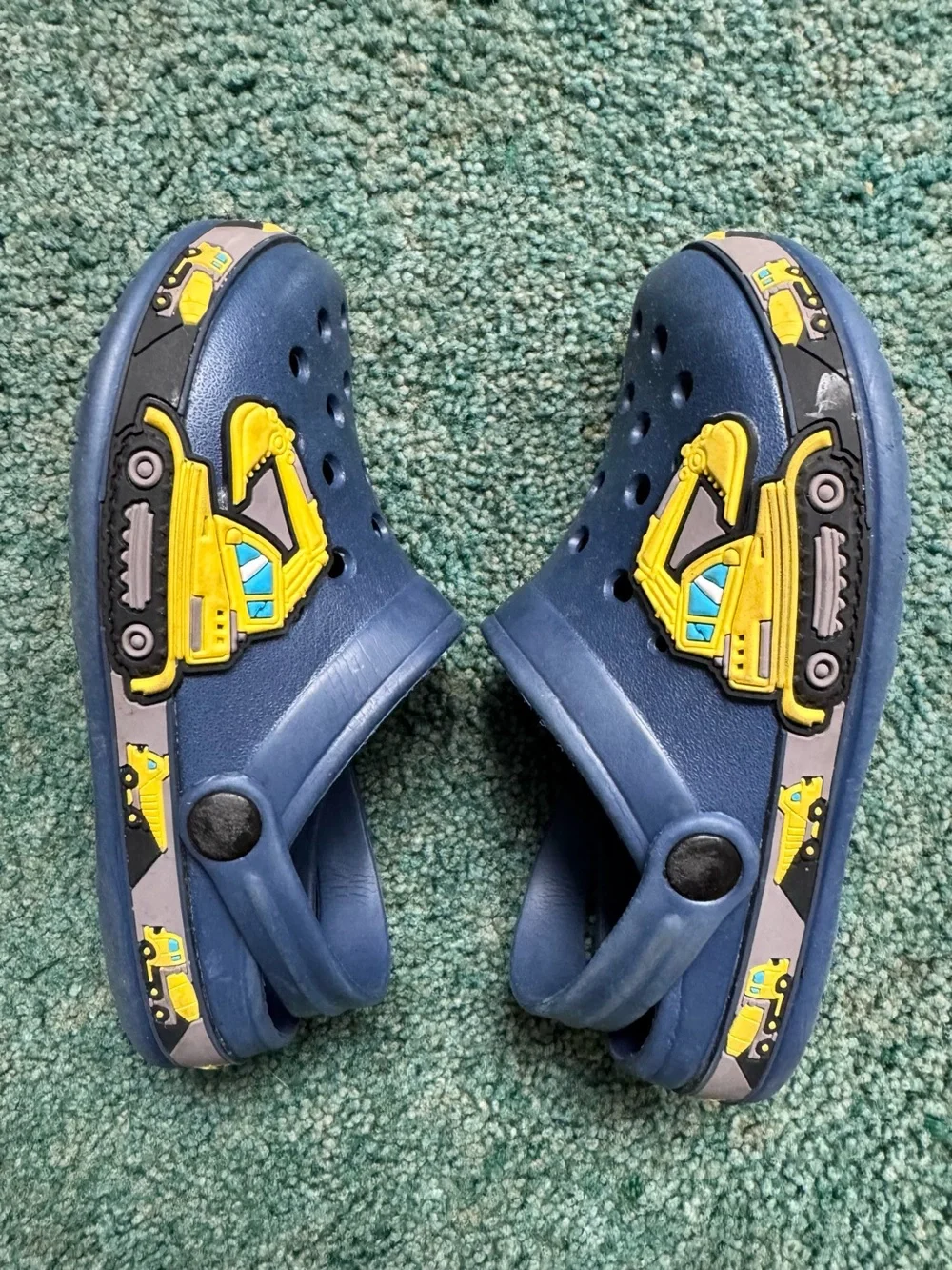 Big kids Size 1 Drecage Kids slip on Grey Clog with tractor accent